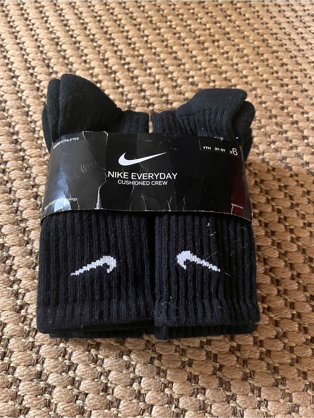 Nike Black Crew Socks with White Swoosh